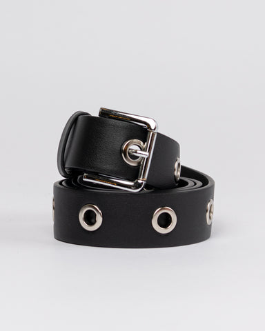 Womans Black Hole Eyelet Belt in Black