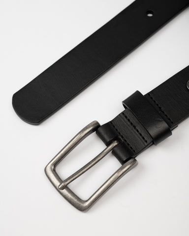 Mens High River Leather Belt in Black