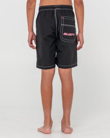 Boy wearing Flip Daddy Boardshort Boys in Black