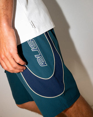 Man wearing Charger Boardshort in Green Gables