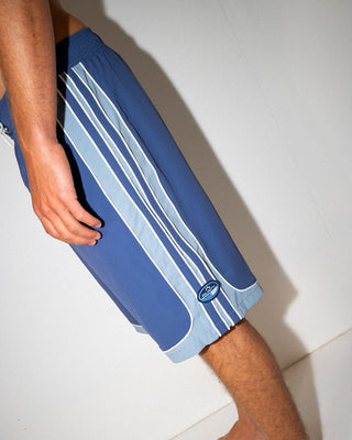 Man wearing Panel Crank Boardshort in Atlantic Blue