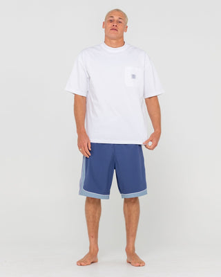 Man wearing Panel Crank Boardshort in Atlantic Blue