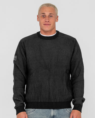 Man wearing Ora Style Knitted Crew in Black