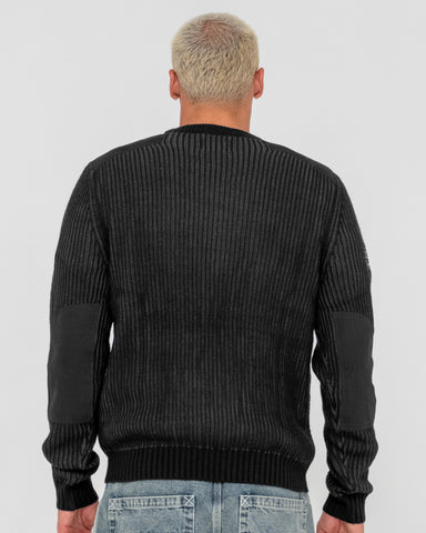 Man wearing Ora Style Knitted Crew in Black