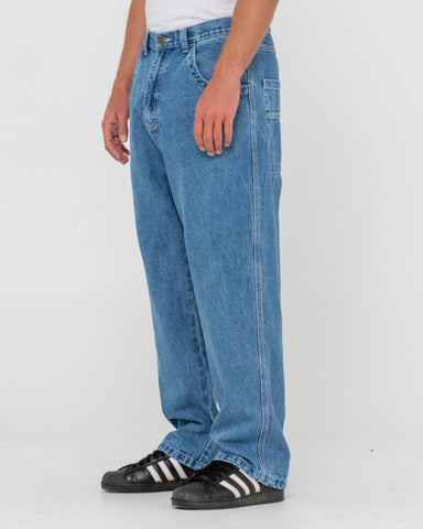 Man wearing Flip Daddy Tapeless Jean-middy Blue in Blue