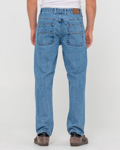 Man wearing Steven Straight Jean - Middy Blue in Blue