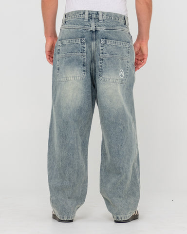 Man wearing Flip Daddy Tapeless Jean-dirty Dawg in Blue