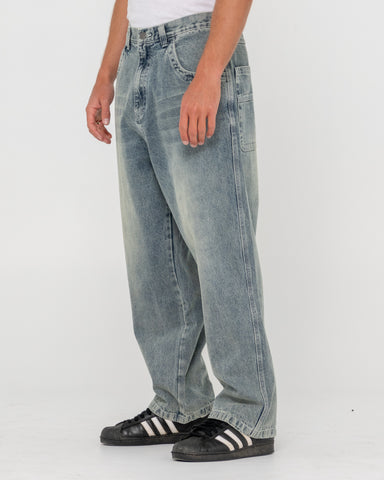 Man wearing Flip Daddy Tapeless Jean-dirty Dawg in Blue