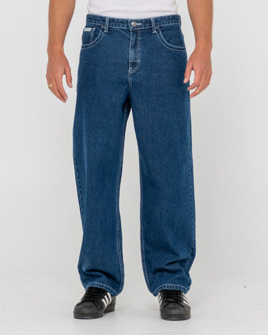 Man wearing Lucifer Loose Jean - Deep Sea Blue in Blue