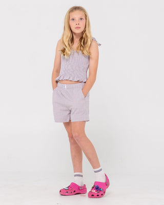 Girl wearing Pinky Tie Top Girls in Soft Orchid