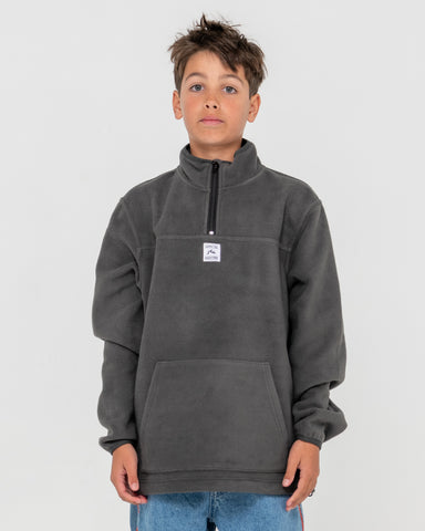 Boy wearing Core Division Fleece Quarter Zip Boys in Grey