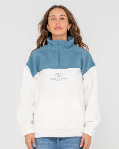 Woman wearing Central Division Crew Polar Fleece in White