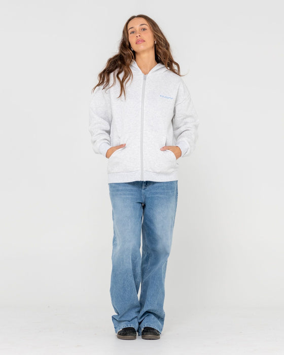 woman-wearing-flip-mommy-oversize-zip-hooded-fleece-in-ecru-marle