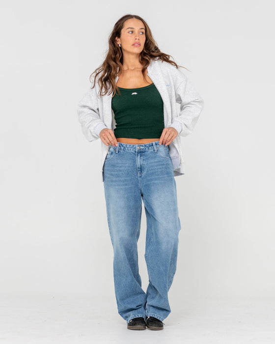 woman-wearing-flip-mommy-oversize-zip-hooded-fleece-in-ecru-marle