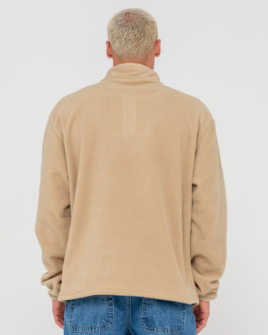 Man wearing Core Division Polar Fleece Quarter Zip in Brown