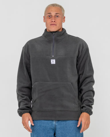 Man wearing Core Division Polar Fleece Quarter Zip in Grey