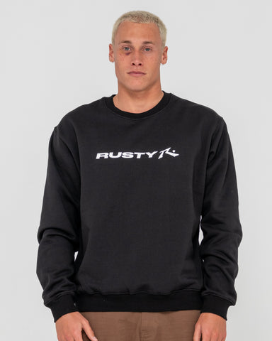 Man wearing Vital 2.0 Rusty Crew Neck Fleece in Black