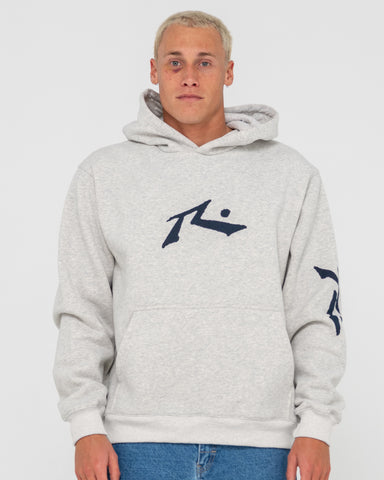 Man wearing Competition Revolution Hooded Fleece in Grey