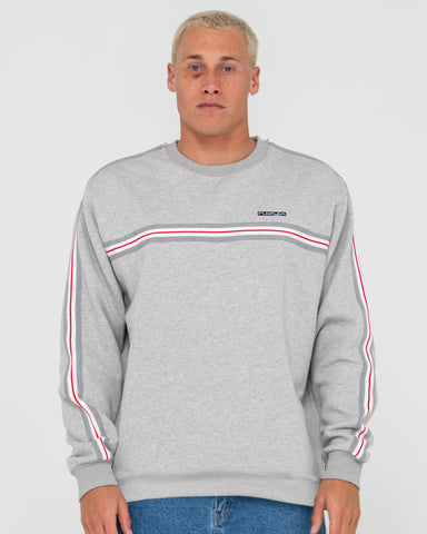 Man wearing Walkman Crew Neck Fleece in Grey