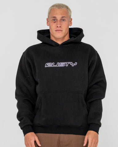 Man wearing Flip Daddy Hooded Fleece in Black