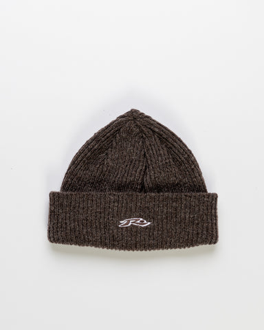 Mens Nowhere Recycled Beanie in Brown