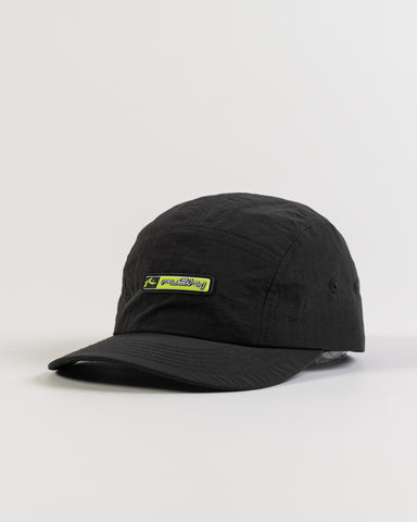 Mens Cyber Nylon 5 Panel Cap in Black