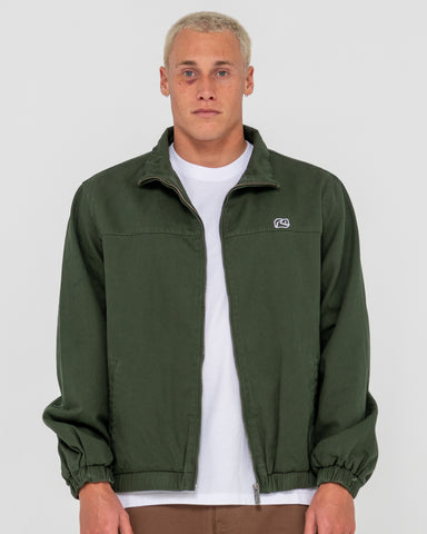 Man wearing Harrington Jacket in Green