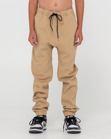 Boy wearing Hook Out Elastic Pant Boys in Brown