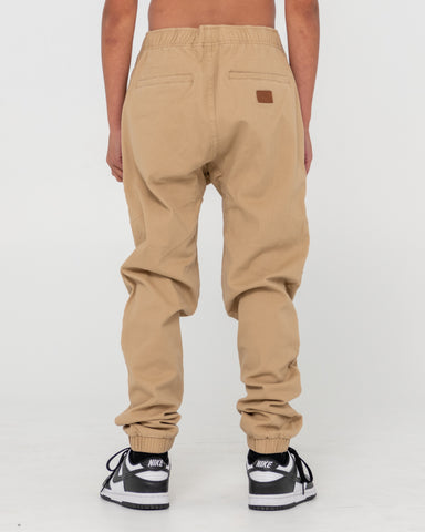 Boy wearing Hook Out Elastic Pant Boys in Brown