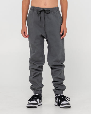 Boy wearing Hook Out Elastic Pant Boys in Grey