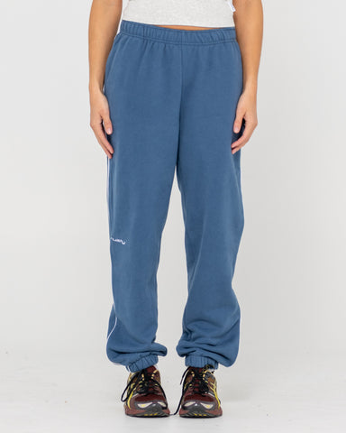 Woman wearing South Cuffed Low Rise Track Pant in Blue