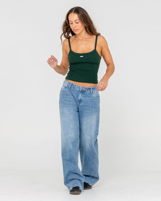 Woman wearing Bethany Baggy Low Rise Jean in Blasted Middy Blue