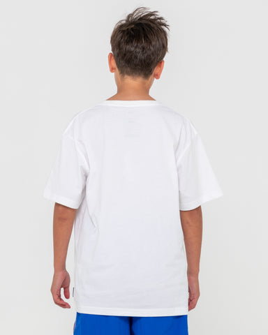 Boy wearing Vital Rusty Tee Boys in White