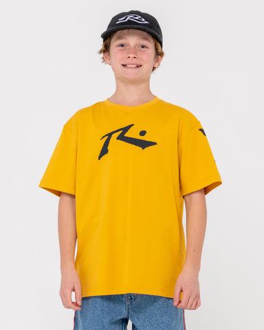 Boy wearing Competition Revolution Tee Boys in Yellow