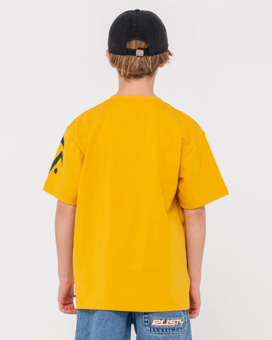 Boy wearing Competition Revolution Tee Boys in Yellow