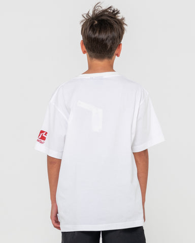 Boy wearing Jetsetter Tee Boys in White