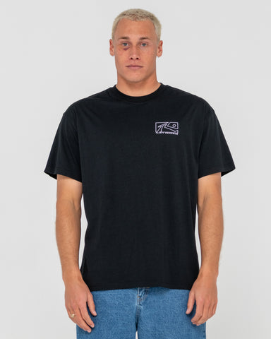 Man wearing Boxed Out Short Sleeve Tee in Black