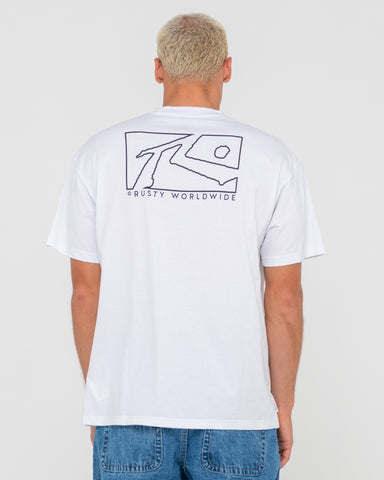 Man wearing Boxed Out Short Sleeve Tee in White