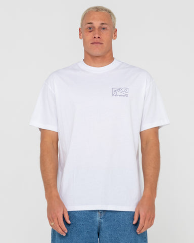 Man wearing Boxed Out Short Sleeve Tee in White