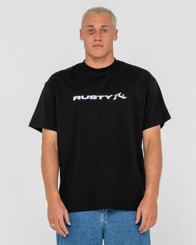 Man wearing Vital Rusty Short Sleeve Tee in Black