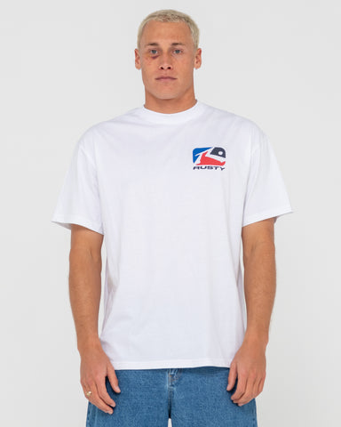 Man wearing Phenom Short Sleeve Tee in White