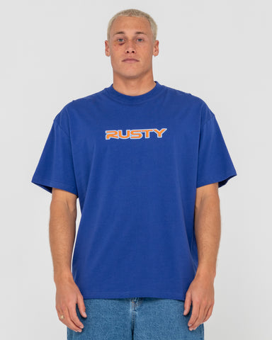 Man wearing You Know Short Sleeve Tee in Blue