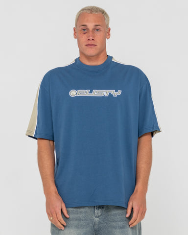 Man wearing Alonso Short Sleeve Tee in Blue