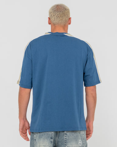 Man wearing Alonso Short Sleeve Tee in Blue