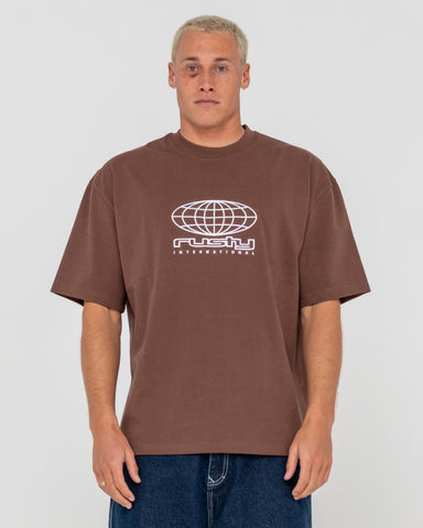 Man wearing Internazionale Short Sleeve Heavy Tee in Brown