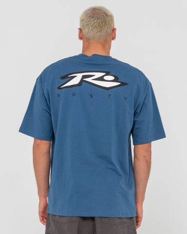 Man wearing Registered Short Sleeve Tee in Blue