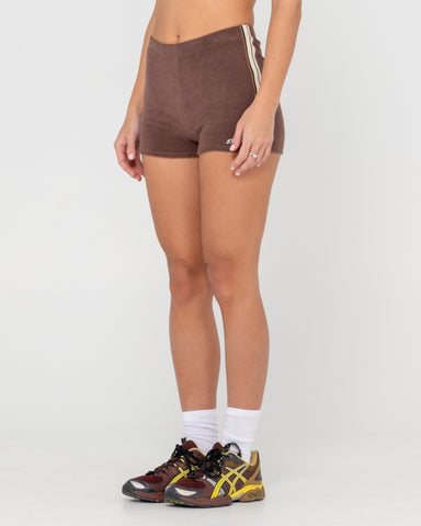 Woman wearing Coco Knit Mini Short in Brown