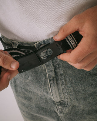 Mens Flip Daddy Elastic Webbing Belt in Black