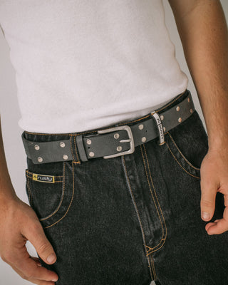 Mens Worn Out Stud Belt in Black