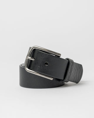 Mens Low River Leather Belt in Black